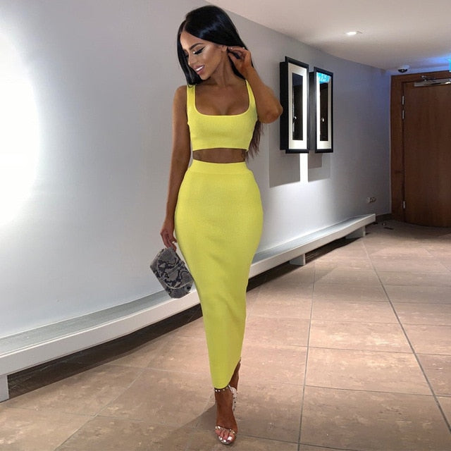 Dulzura 2019 verano mujer conjunto de dos piezas conjunto de falda crop top tops sexy punto festival fiesta chándal ropa streetwear elegante