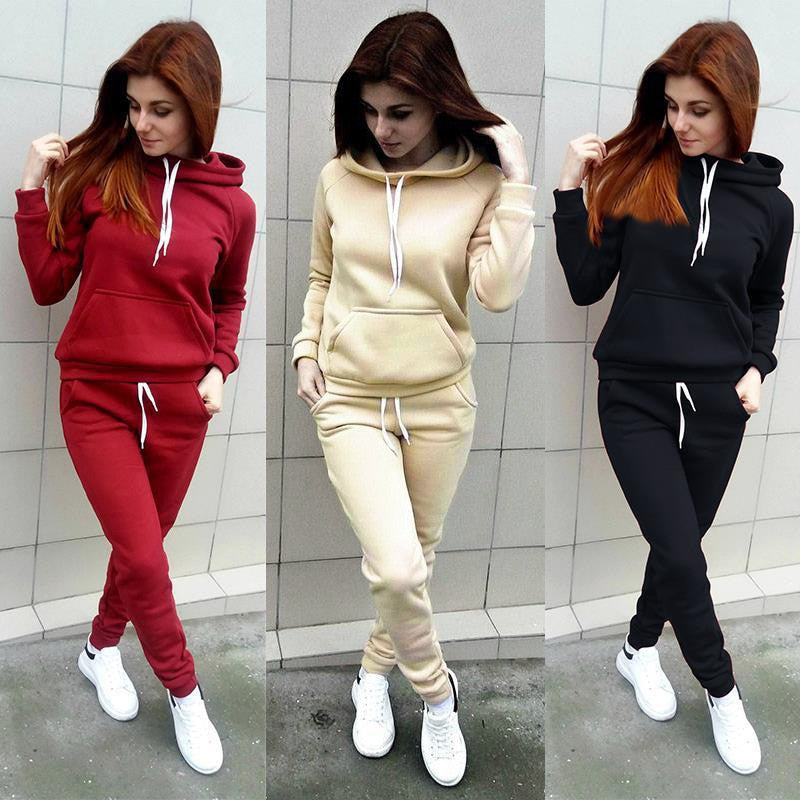 Sudaderas con capucha para mujer Conjunto de ropa de pantalón Conjunto informal de 2 piezas Ropa de abrigo Chándal sólido Conjunto de mujer Pantalones superiores Traje de mujer