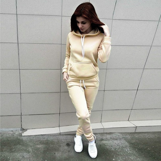Sudaderas con capucha para mujer Conjunto de ropa de pantalón Conjunto informal de 2 piezas Ropa de abrigo Chándal sólido Conjunto de mujer Pantalones superiores Traje de mujer