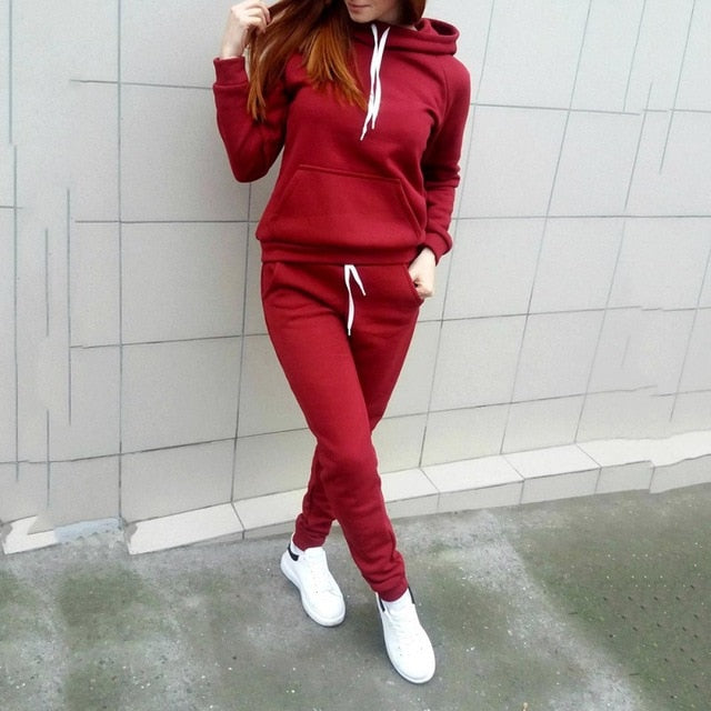 Sudaderas con capucha para mujer Conjunto de ropa de pantalón Conjunto informal de 2 piezas Ropa de abrigo Chándal sólido Conjunto de mujer Pantalones superiores Traje de mujer