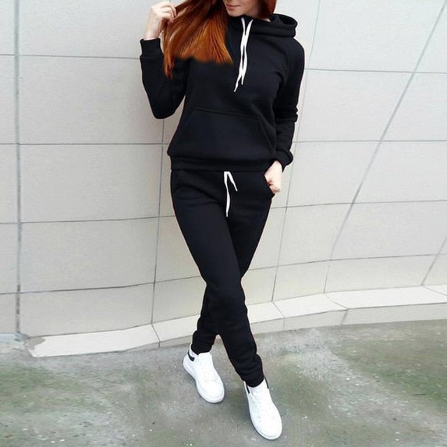 Sudaderas con capucha para mujer Conjunto de ropa de pantalón Conjunto informal de 2 piezas Ropa de abrigo Chándal sólido Conjunto de mujer Pantalones superiores Traje de mujer