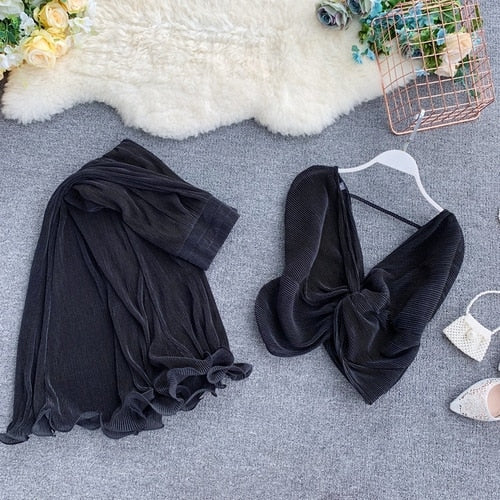 Gaganight Conjunto de dos piezas sexy Pantalones de pierna ancha para mujer Traje de 2 piezas Trajes para mujer Blusa corta con cuello en V Elegante conjunto de 2 piezas