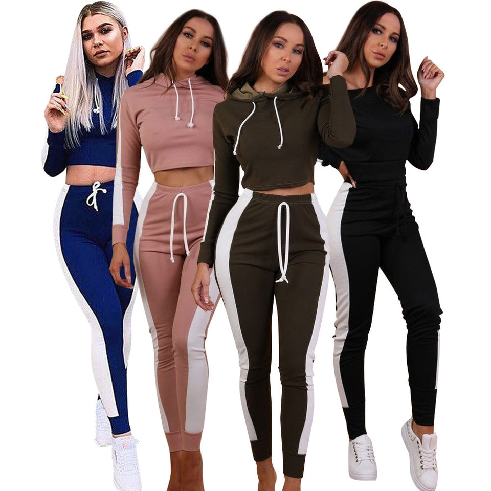 Nuevos pantalones de fitness de moda caliente pantalones de mujer de cintura alta elásticos camisa de rayas sexy casual Traje de dos piezas para mujer delgada