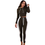 Nuevos pantalones de fitness de moda caliente pantalones de mujer de cintura alta elásticos camisa de rayas sexy casual Traje de dos piezas para mujer delgada
