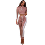 Nuevos pantalones de fitness de moda caliente pantalones de mujer de cintura alta elásticos camisa de rayas sexy casual Traje de dos piezas para mujer delgada