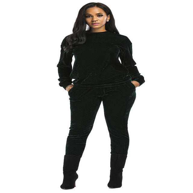 Nueva primavera caliente y otoño personalidad de la moda de terciopelo dorado de cintura alta pantalones de manga larga sexy temperamento casual traje de mujer