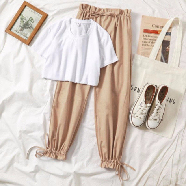 Conjunto de dos piezas ropa de verano para mujer 2019 nuevo dresy damskie moda casual pantalones anchos pierna estampado de cerdo camiseta 2 piezas conjunto mujer