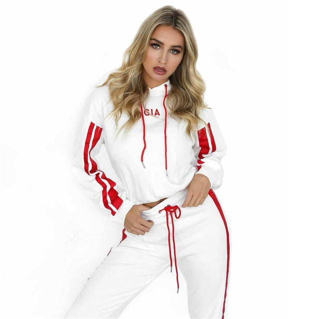 ZP- 2019 Conjunto de dos piezas de otoño de verano Sudadera con capucha y pantalón de chándal Conjunto de mujer Cintura elástica Ocio Conjunto de 2 piezas Trajes de mujer