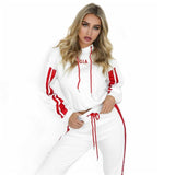 ZP- 2019 Conjunto de dos piezas de otoño de verano Sudadera con capucha y pantalón de chándal Conjunto de mujer Cintura elástica Ocio Conjunto de 2 piezas Trajes de mujer