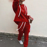 2018 Otoño Chándal Manga larga Espesar Sudaderas con capucha Conjunto de 2 piezas Traje deportivo casual Conjunto de chándal para mujer
