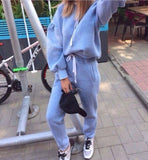 2018 Otoño Chándal Manga larga Espesar Sudaderas con capucha Conjunto de 2 piezas Traje deportivo casual Conjunto de chándal para mujer